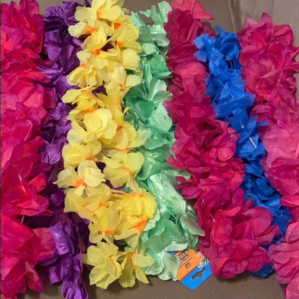 Hawaiian silk flower leis